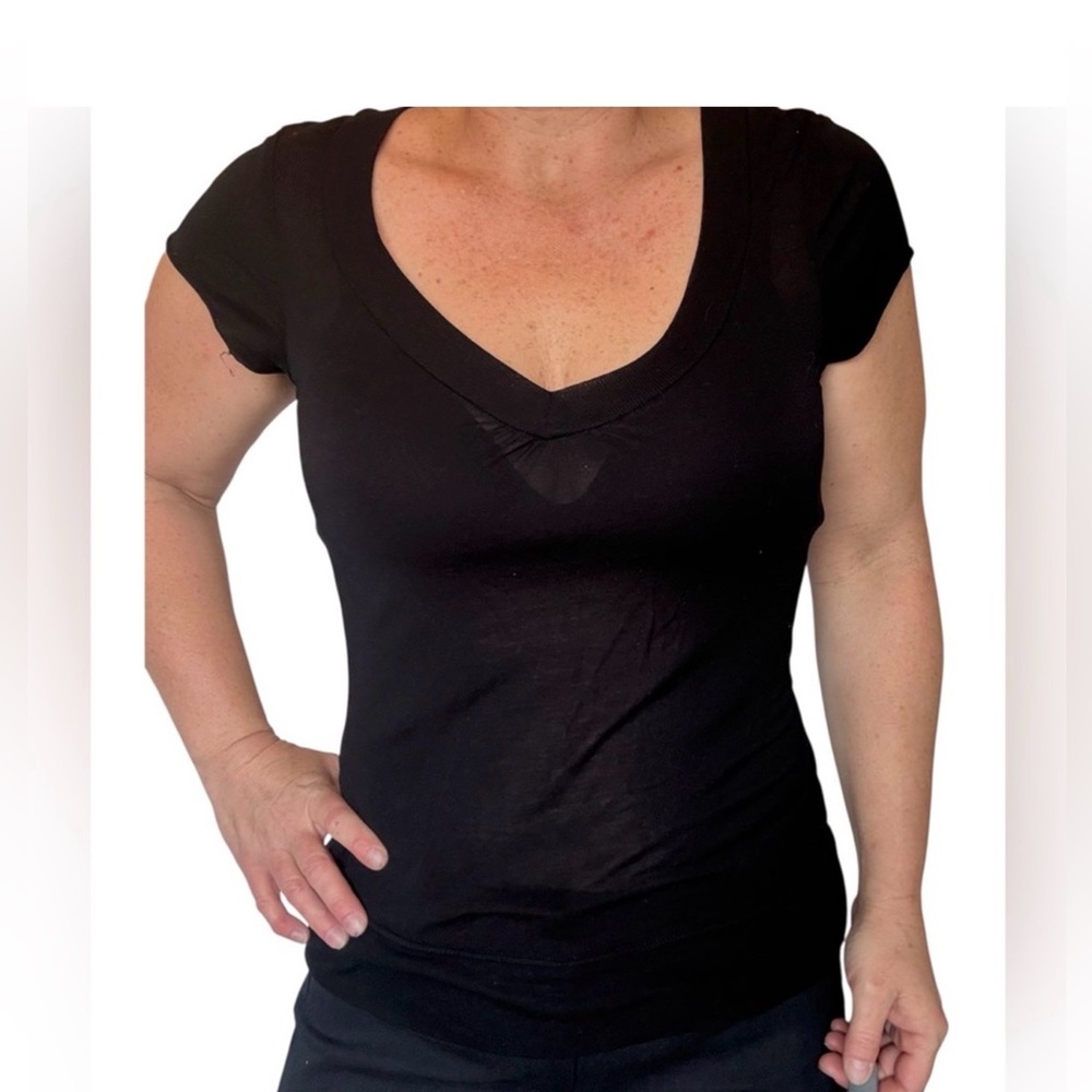 Liz Classic Black V-Neck Women's Top Med